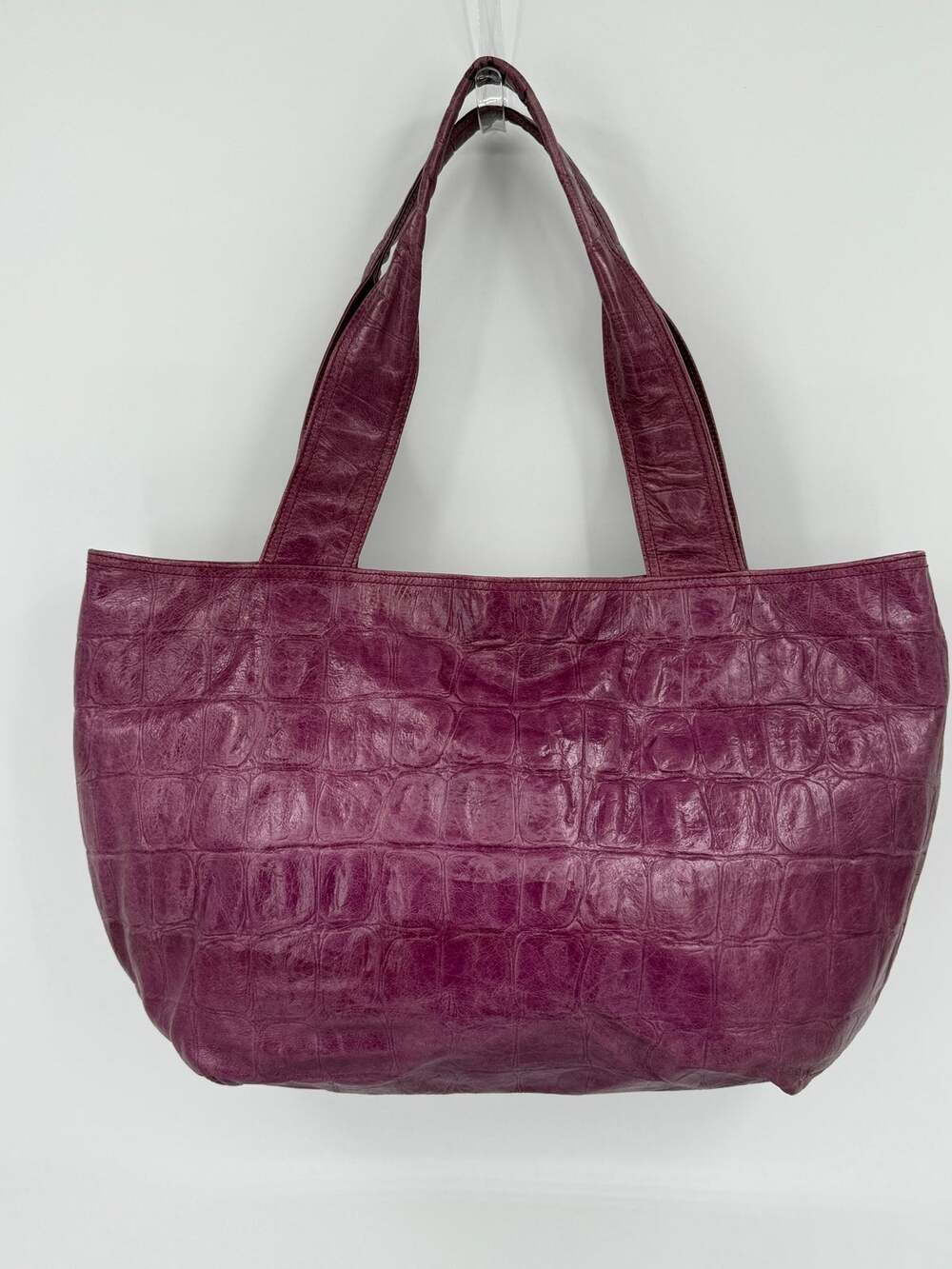 Abro Women's Burgundy Purple Croc Embossed Genuine Leather Shoulder Tote Bag